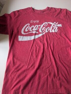 Coca-Cola Enjoy Coke Vintage Distressed Graphic T-Shirt Red Heather Adult Large